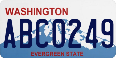 WA license plate ABC0249