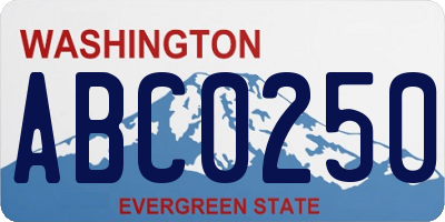 WA license plate ABC0250