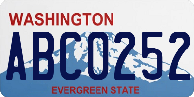 WA license plate ABC0252