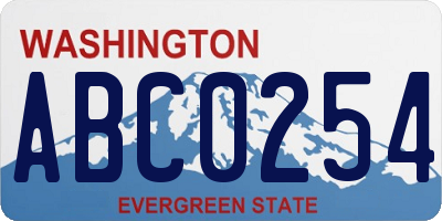 WA license plate ABC0254