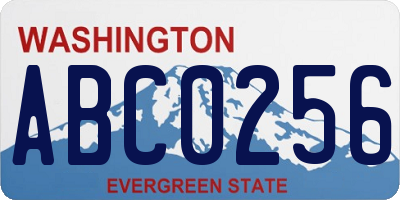 WA license plate ABC0256