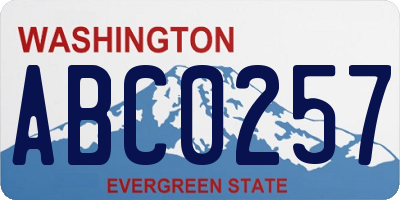 WA license plate ABC0257