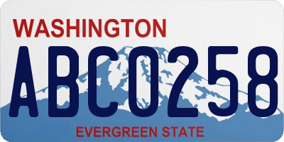 WA license plate ABC0258
