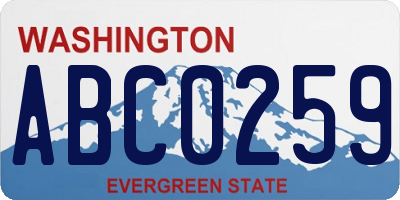 WA license plate ABC0259