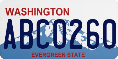 WA license plate ABC0260