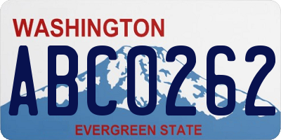 WA license plate ABC0262