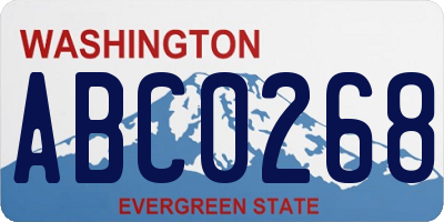WA license plate ABC0268