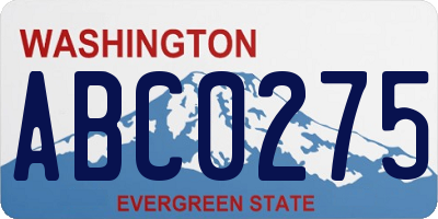 WA license plate ABC0275