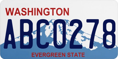 WA license plate ABC0278
