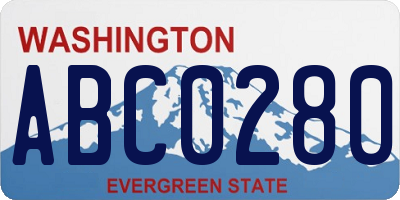WA license plate ABC0280