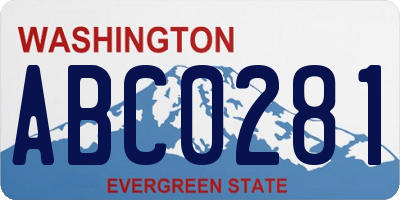WA license plate ABC0281