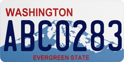 WA license plate ABC0283