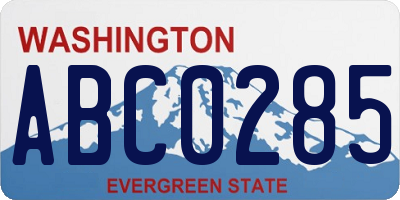 WA license plate ABC0285