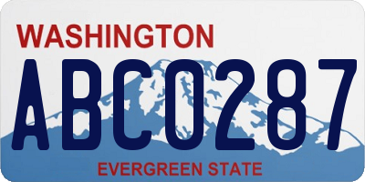 WA license plate ABC0287