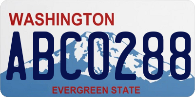 WA license plate ABC0288