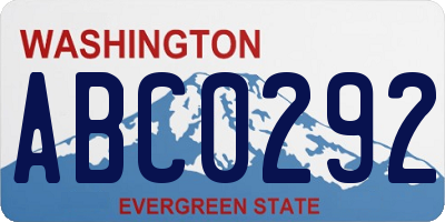 WA license plate ABC0292