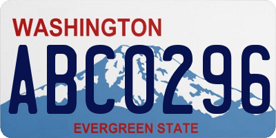 WA license plate ABC0296
