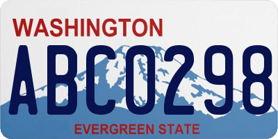 WA license plate ABC0298