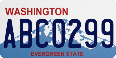 WA license plate ABC0299