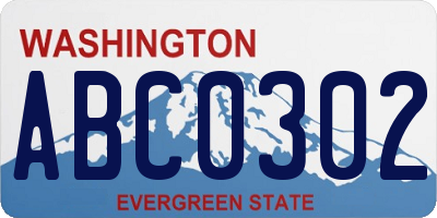 WA license plate ABC0302