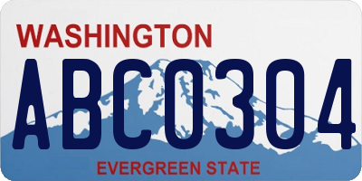 WA license plate ABC0304