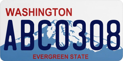 WA license plate ABC0308