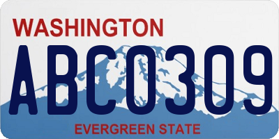 WA license plate ABC0309