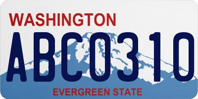 WA license plate ABC0310