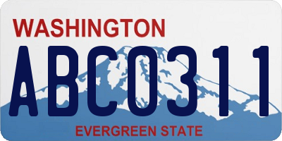 WA license plate ABC0311