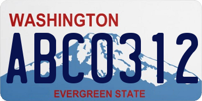 WA license plate ABC0312