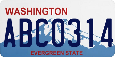 WA license plate ABC0314