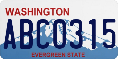 WA license plate ABC0315