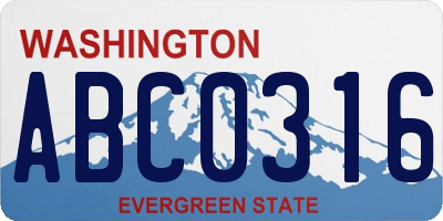 WA license plate ABC0316