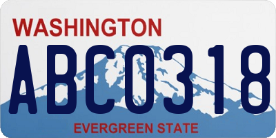 WA license plate ABC0318