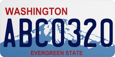 WA license plate ABC0320