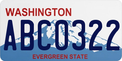 WA license plate ABC0322