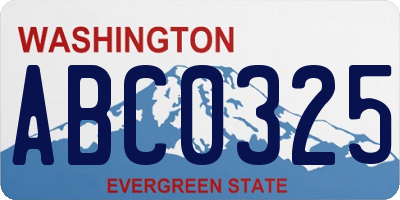 WA license plate ABC0325