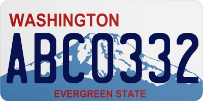 WA license plate ABC0332