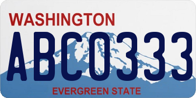 WA license plate ABC0333