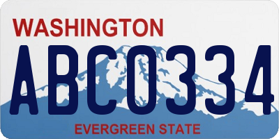 WA license plate ABC0334
