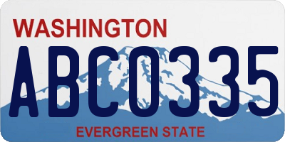 WA license plate ABC0335