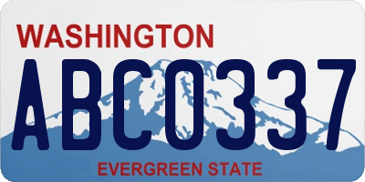 WA license plate ABC0337