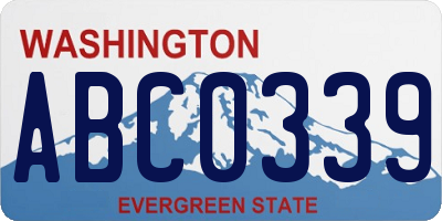 WA license plate ABC0339
