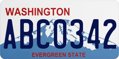 WA license plate ABC0342