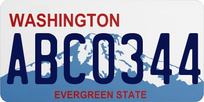 WA license plate ABC0344