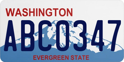 WA license plate ABC0347