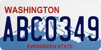 WA license plate ABC0349