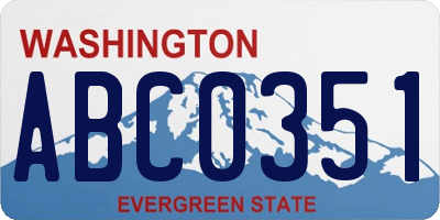 WA license plate ABC0351