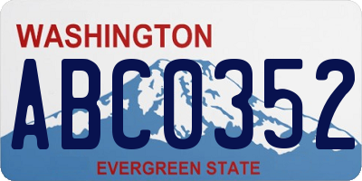 WA license plate ABC0352