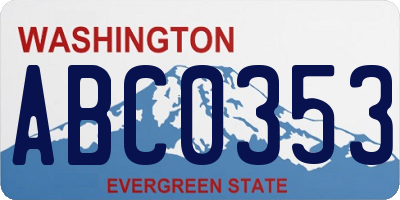 WA license plate ABC0353